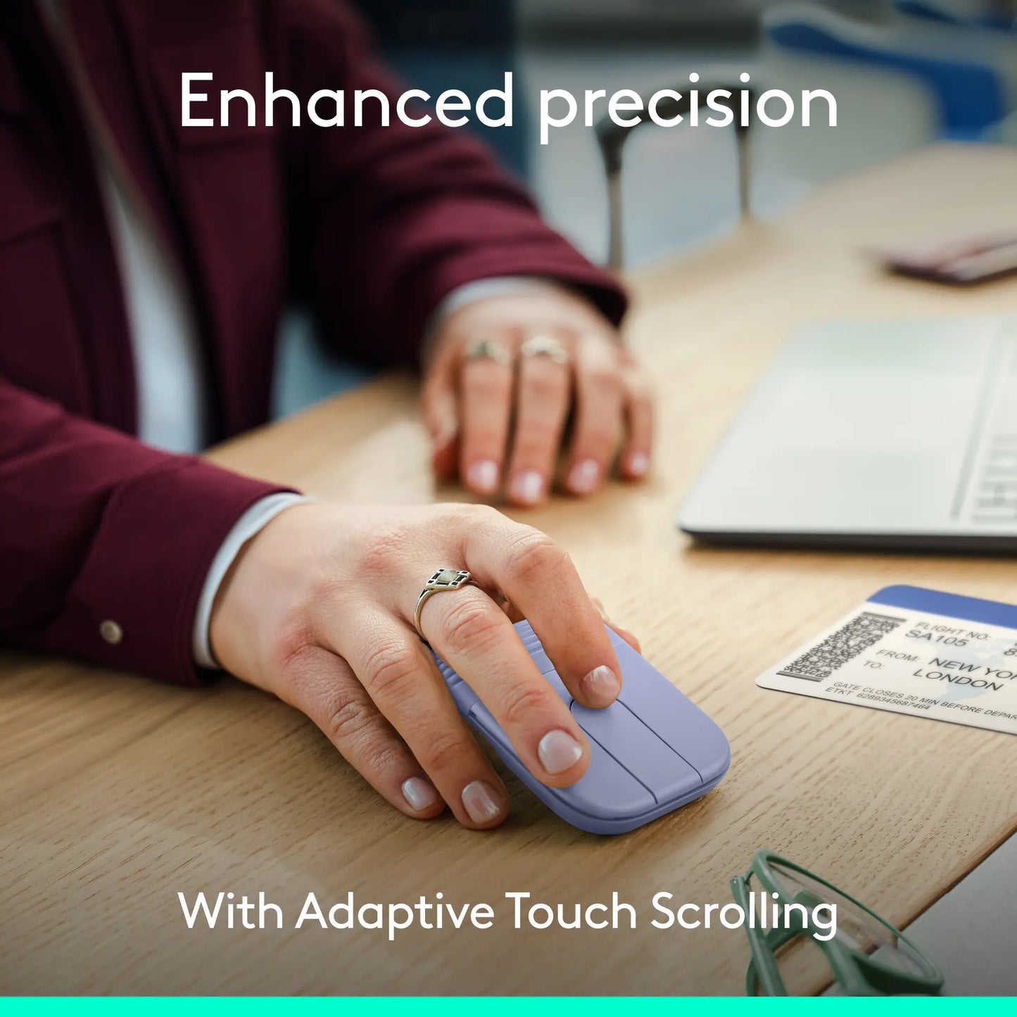 Logitech Mobi Fold, Ultra-Portable Travel Mouse, Small and Light, Touch Scroll, Quiet Clicks, 4K DPI, Bluetooth, for Windows PC, Mac, Chromebook, Android, Ipad