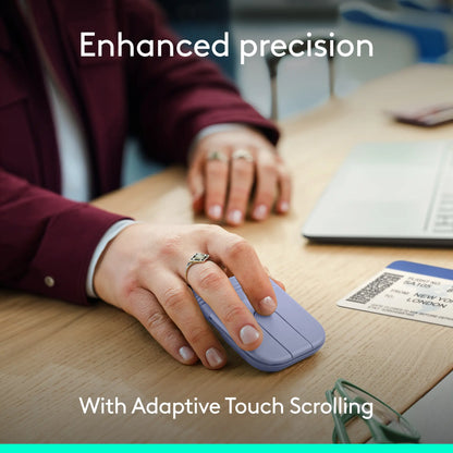 Logitech Mobi Fold, Ultra-Portable Travel Mouse, Small and Light, Touch Scroll, Quiet Clicks, 4K DPI, Bluetooth, for Windows PC, Mac, Chromebook, Android, Ipad