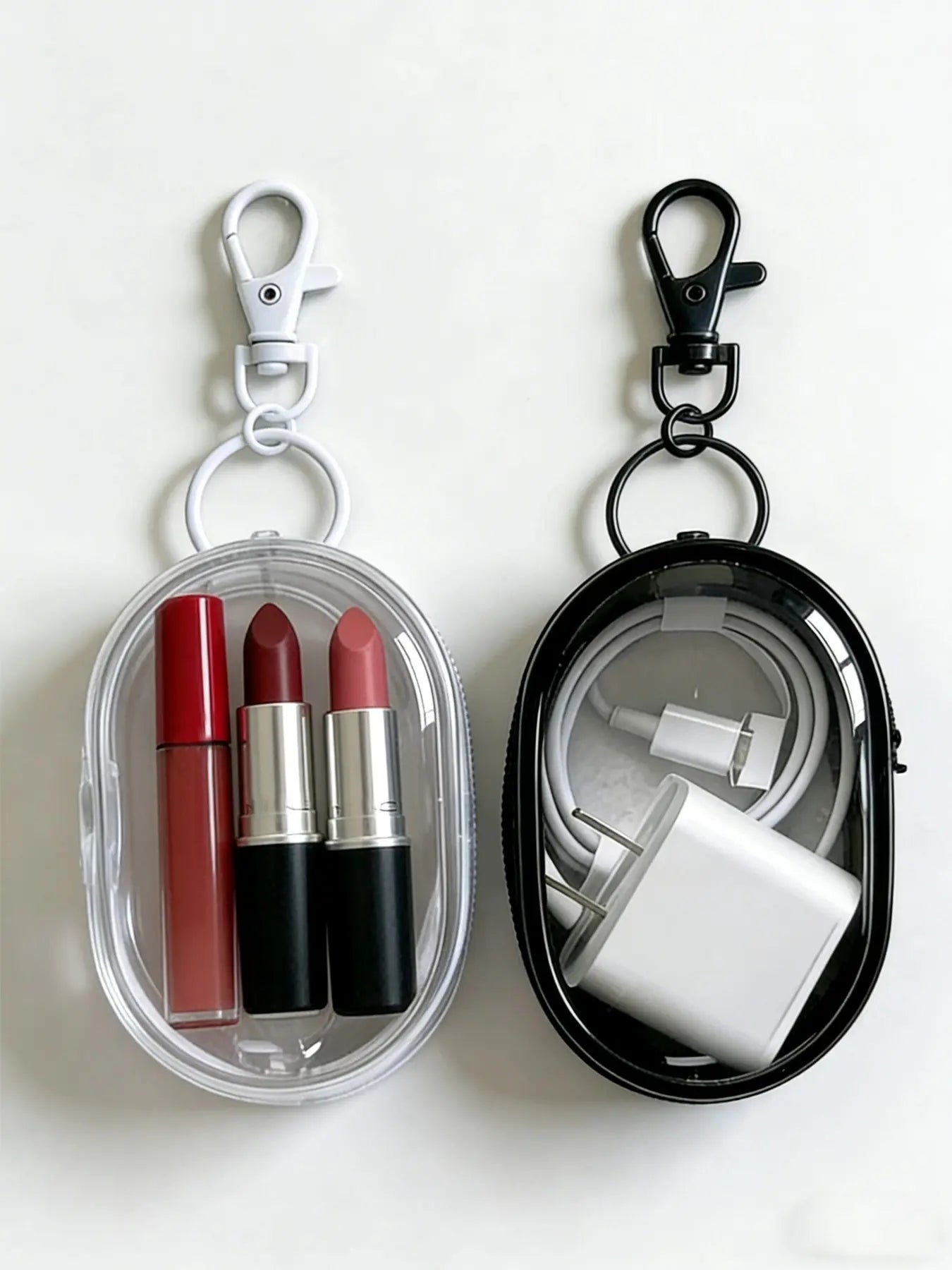 Mini PVC Zipper Key Bag, Transparent Electronic Data Cable Charger Storage Pouch, Portable Earphone Case, Travel Daily Use, Value Multi-Pack, Organiser