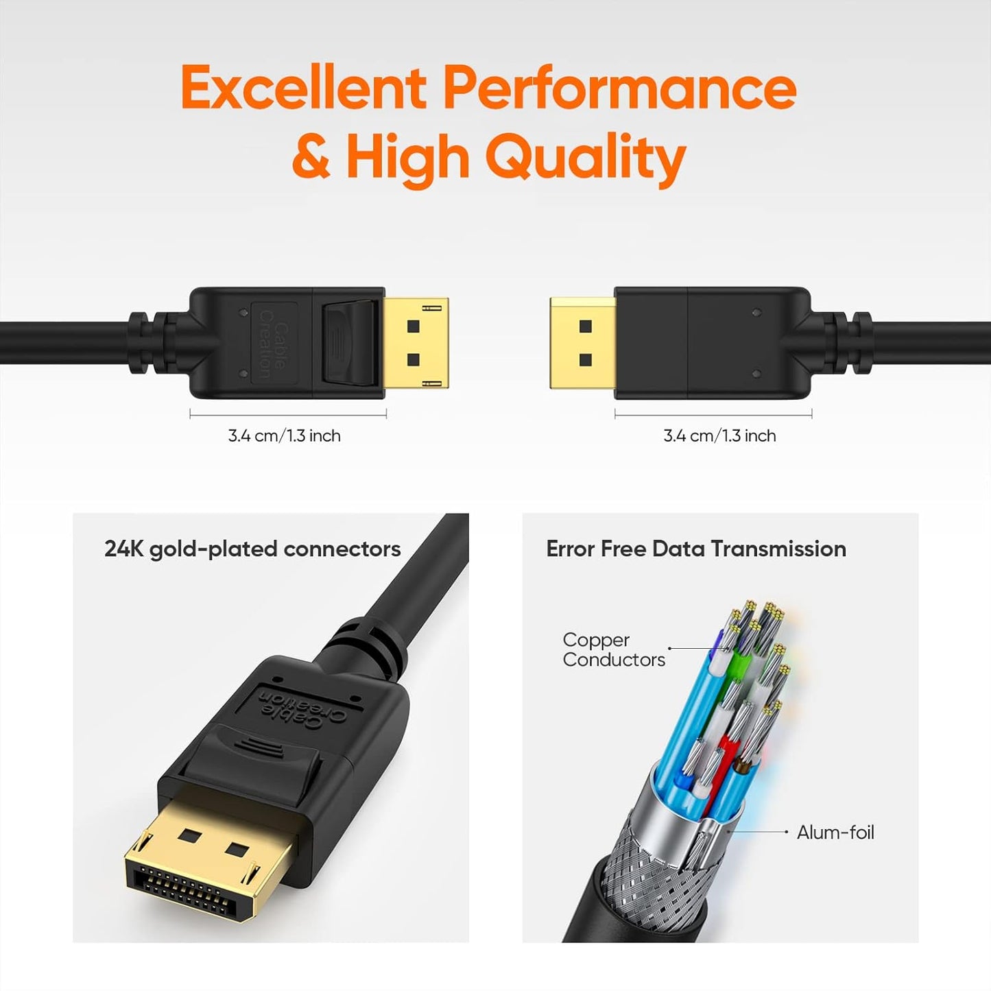 Displayport Cable [10Ft/3M], 4K DP Cable 1.2 Male to Male Support 4K@60Hz, 2K@144Hz Compatible with Computer, Desktop, Laptop, PC, Monitor, Projector,Black