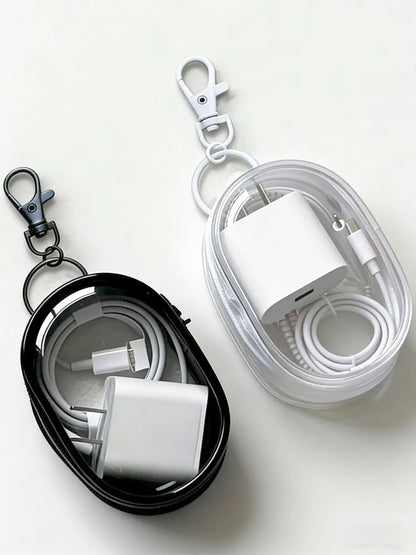 Mini PVC Zipper Key Bag, Transparent Electronic Data Cable Charger Storage Pouch, Portable Earphone Case, Travel Daily Use, Value Multi-Pack, Organiser