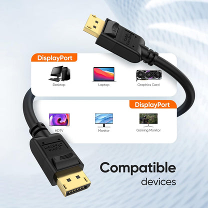 Displayport Cable [10Ft/3M], 4K DP Cable 1.2 Male to Male Support 4K@60Hz, 2K@144Hz Compatible with Computer, Desktop, Laptop, PC, Monitor, Projector,Black