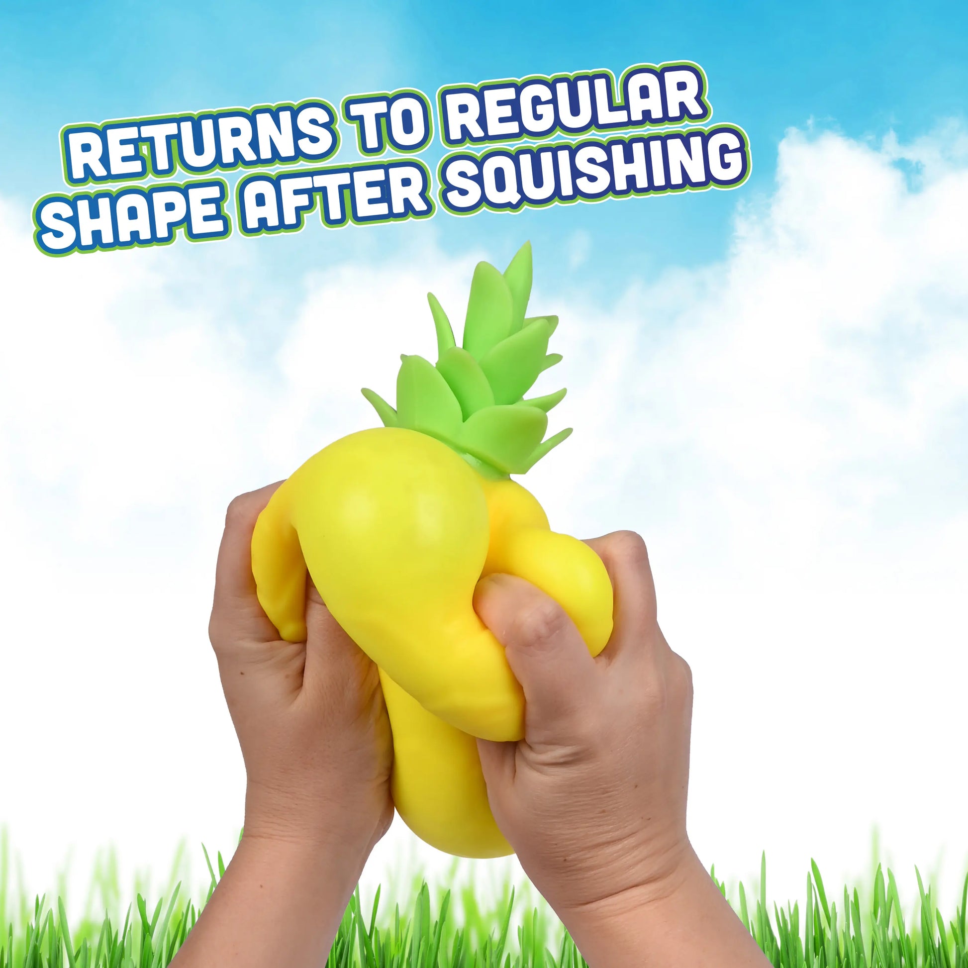 Toymendous Squishy Pineapple – Jumbo 6.5-Inch Squishy Fruit Stress Relief Toy – Sensory Stress Ball for Kids, Teens & Adults