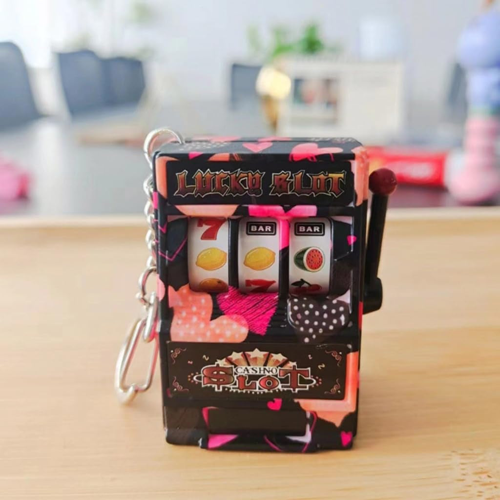 Keychain, Miniature Fruit Slot Machines Keychain Prize Toy Keyring Pendant Jewelry Easy Carry Entertainment Gadget