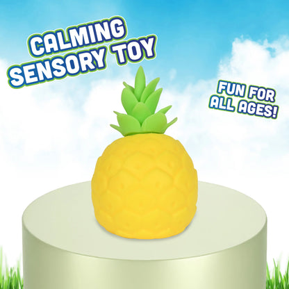 Toymendous Squishy Pineapple – Jumbo 6.5-Inch Squishy Fruit Stress Relief Toy – Sensory Stress Ball for Kids, Teens & Adults