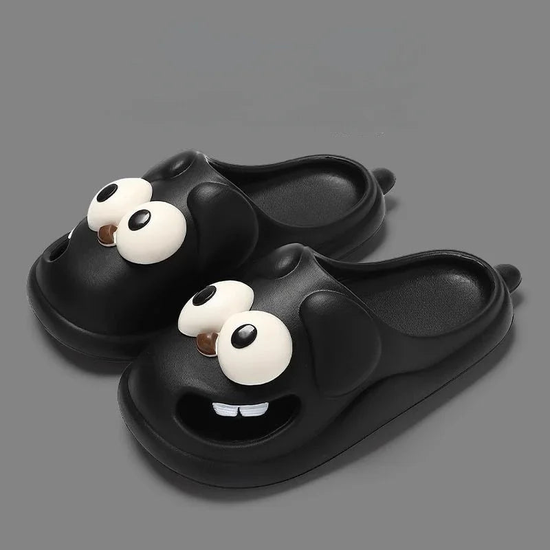Tongue Kiss Slippers Big Eye Dog Slippers,Cute Funny Big Eye Dog Fun Cartoon Package Head Eva Slippers for Women