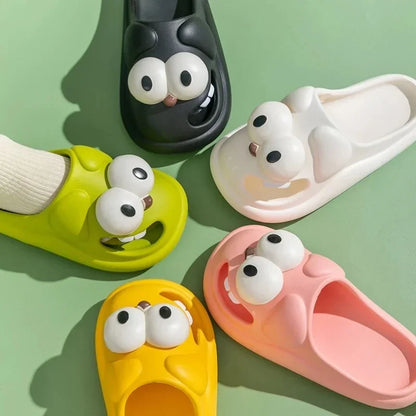 Tongue Kiss Slippers Big Eye Dog Slippers,Cute Funny Big Eye Dog Fun Cartoon Package Head Eva Slippers for Women