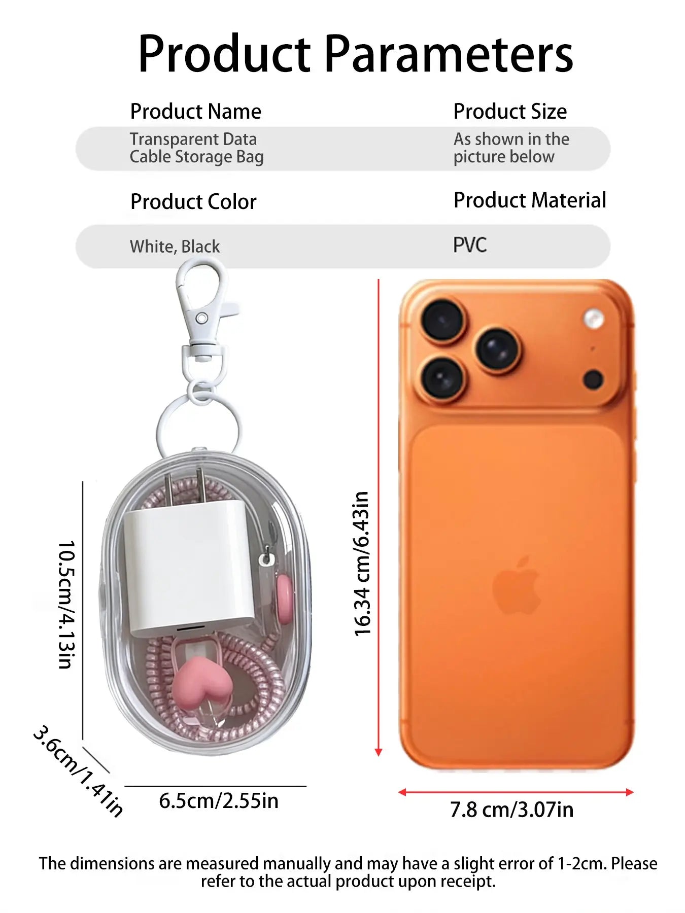 Mini PVC Zipper Key Bag, Transparent Electronic Data Cable Charger Storage Pouch, Portable Earphone Case, Travel Daily Use, Value Multi-Pack, Organiser