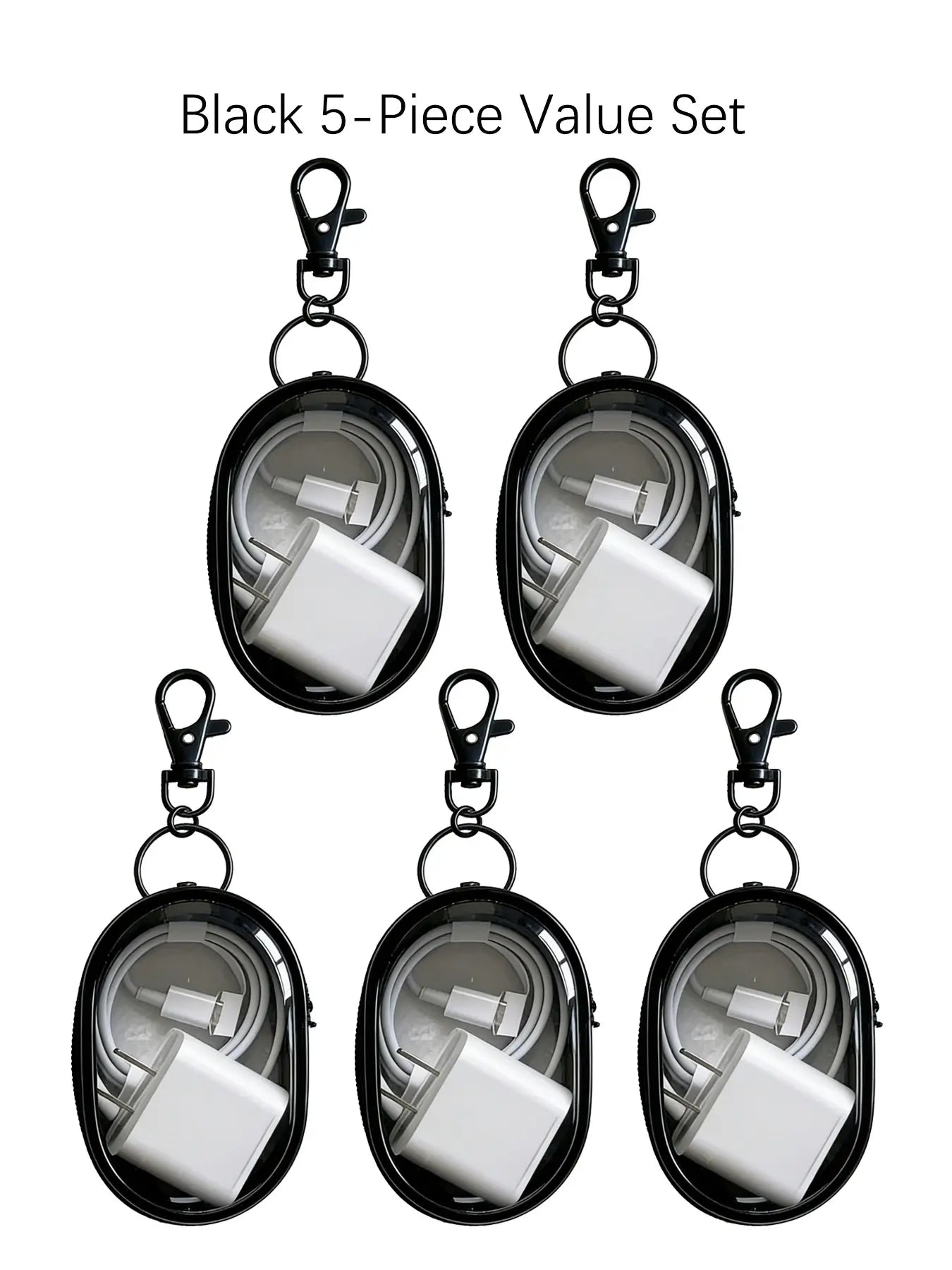 Mini PVC Zipper Key Bag, Transparent Electronic Data Cable Charger Storage Pouch, Portable Earphone Case, Travel Daily Use, Value Multi-Pack, Organiser