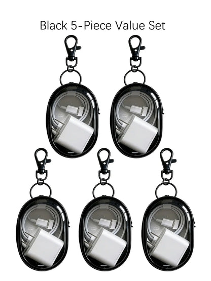 Mini PVC Zipper Key Bag, Transparent Electronic Data Cable Charger Storage Pouch, Portable Earphone Case, Travel Daily Use, Value Multi-Pack, Organiser