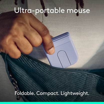 Logitech Mobi Fold, Ultra-Portable Travel Mouse, Small and Light, Touch Scroll, Quiet Clicks, 4K DPI, Bluetooth, for Windows PC, Mac, Chromebook, Android, Ipad