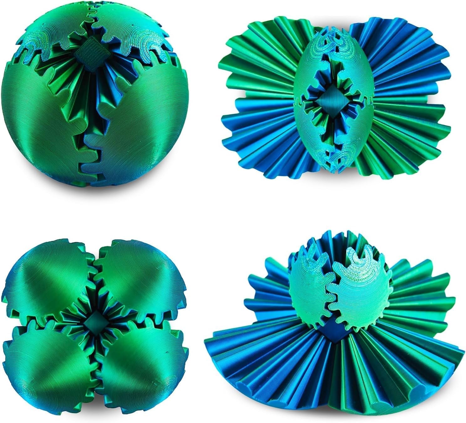 Gear Sphere, 3D Printed Gearsphere - the Steampunk Whirling Wonder Fidget Gear Ball, Gearsphere Cube Fidget Toy for Office and Home, Stress Relief Cool Stuff Toys Gift for 3+ Kids Adult (Green)