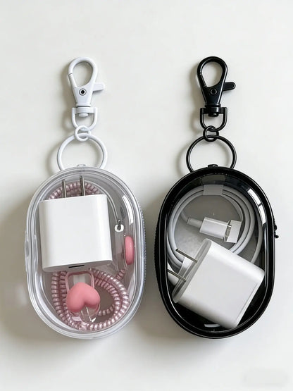 Mini PVC Zipper Key Bag, Transparent Electronic Data Cable Charger Storage Pouch, Portable Earphone Case, Travel Daily Use, Value Multi-Pack, Organiser