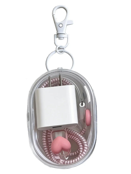 Mini PVC Zipper Key Bag, Transparent Electronic Data Cable Charger Storage Pouch, Portable Earphone Case, Travel Daily Use, Value Multi-Pack, Organiser