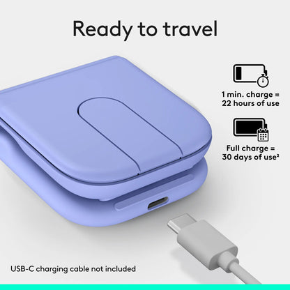 Logitech Mobi Fold, Ultra-Portable Travel Mouse, Small and Light, Touch Scroll, Quiet Clicks, 4K DPI, Bluetooth, for Windows PC, Mac, Chromebook, Android, Ipad